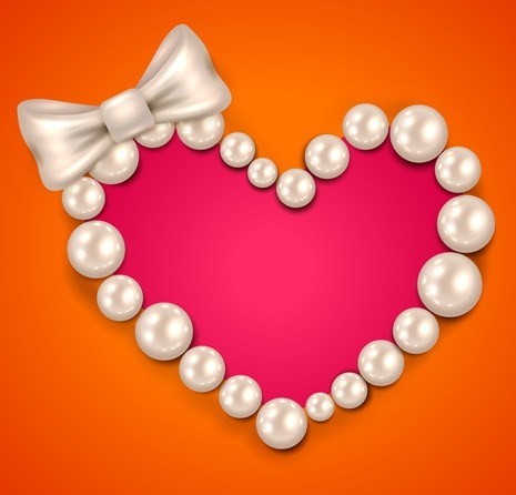 465x446 Free Love Heart Pearl Necklace Vector