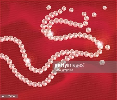 449x385 Torn Pearl Necklace On A Red Premium Clipart