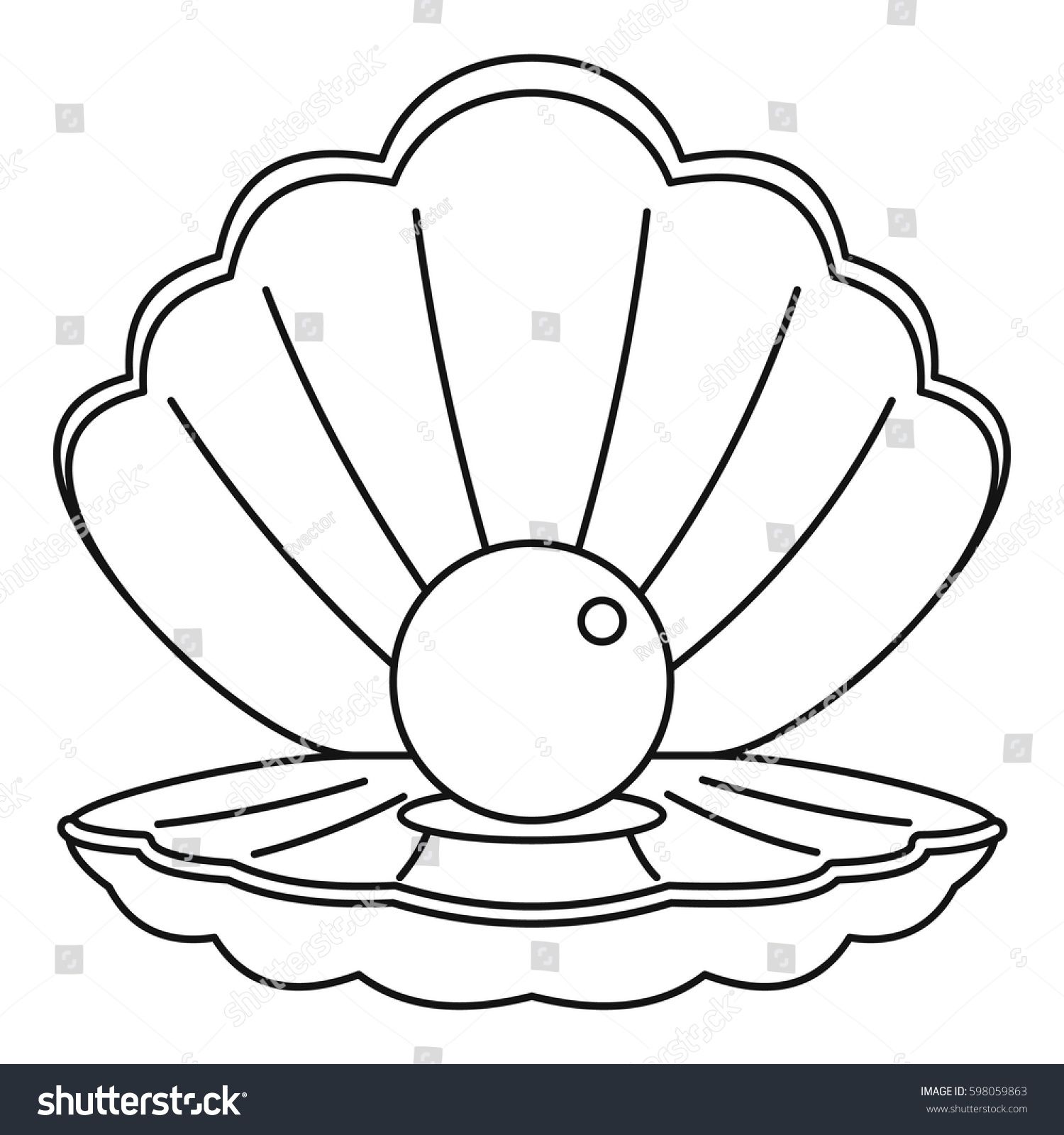 1500x1600 Sea Shell With Pearl Icon Outline Illustration Of Sea Shell
