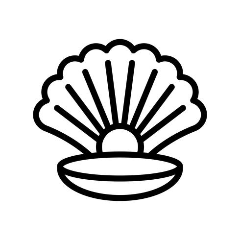 490x490 Seashell With Pearl Vector, Tropical Related Line Style Icon