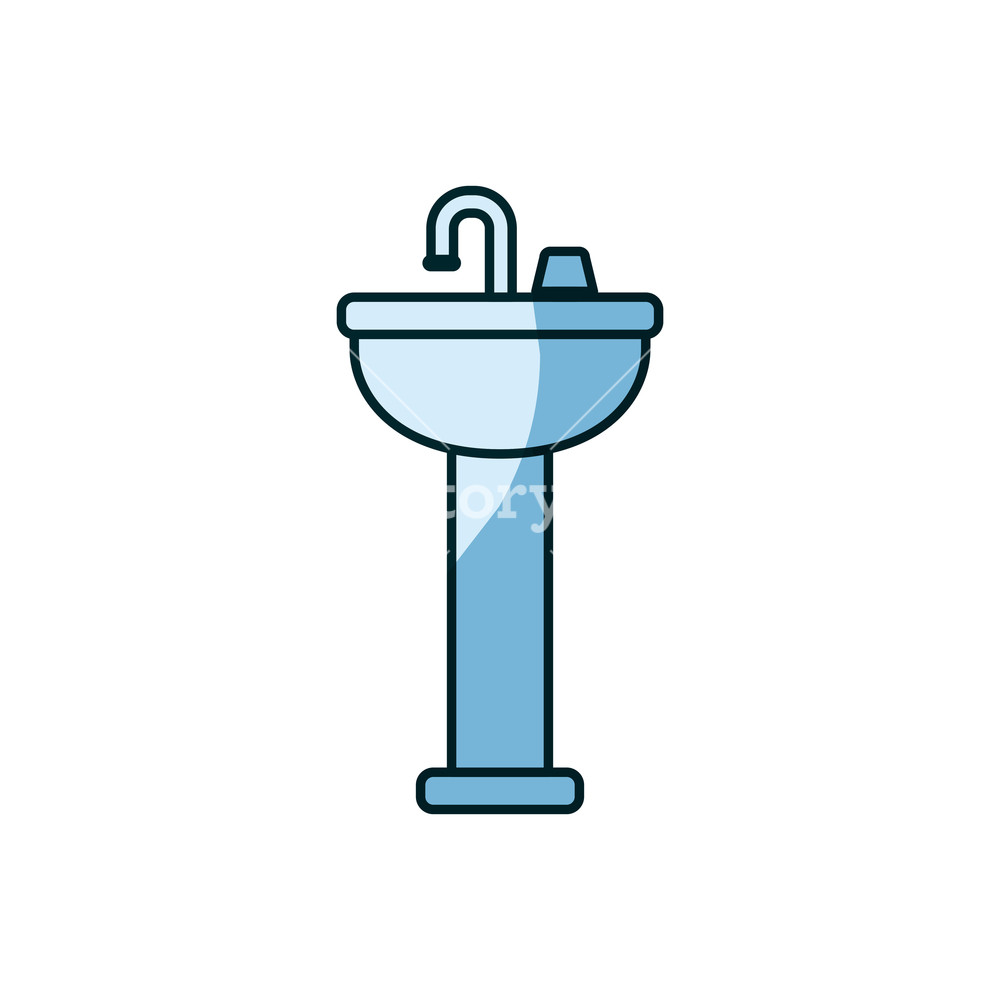 1000x1000 Blue Shading Silhouette Of Washbasin With Pedestal Vector