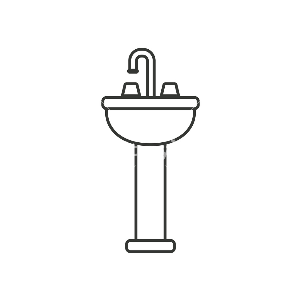 1000x1000 Monochrome Silhouette Of Washbasin With Pedestal Vector