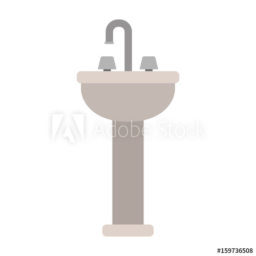 500x500 White Background With Color Silhouette Of Washbasin With Pedestal