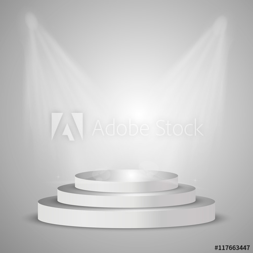 500x500 Illuminated Round White Stage Podium, Pedestal Vector