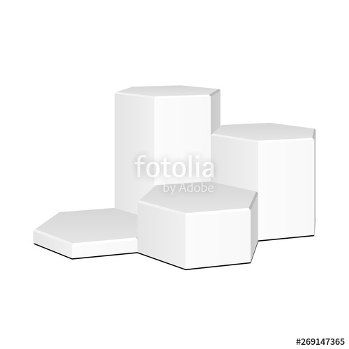 500x500 Mockup Hexagonal, Hexagon Stage Podium Isolated On White