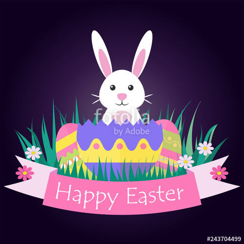 White Easter Bunny Is Inside The Egg And Peeps Out Vector 500x500 White Easter Bunny Is Inside The Egg And Peeps Out Vector