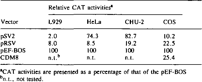 702x286 Table From Pef Bos, A Powerful Mammalian Expression Vector