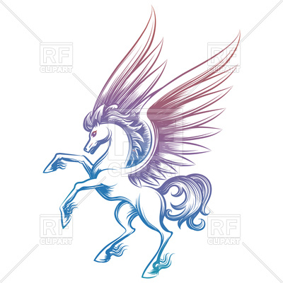 400x400 Pegasus Colorful Sketch On White Background Vector Image Of Plants
