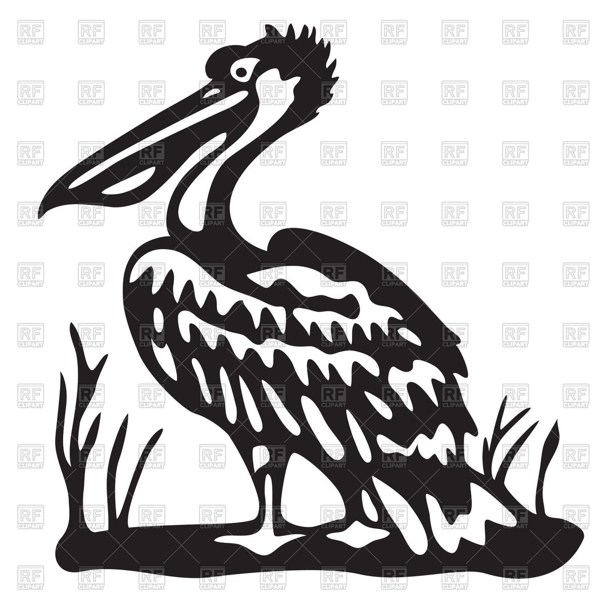 Silhouette Of Pelican Standing On The Grass Vector Image Of Plants 1200x1200 Silhouette Of Pelican Standing On The Grass Vector Image Of Plants