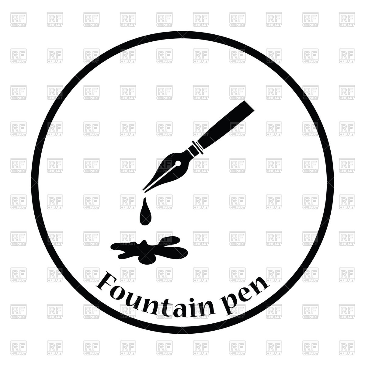 Thin Circle Design Of Fountain Pen With Blot Icon Vector Image 1200x1200 Thin Circle Design Of Fountain Pen With Blot Icon Vector Image