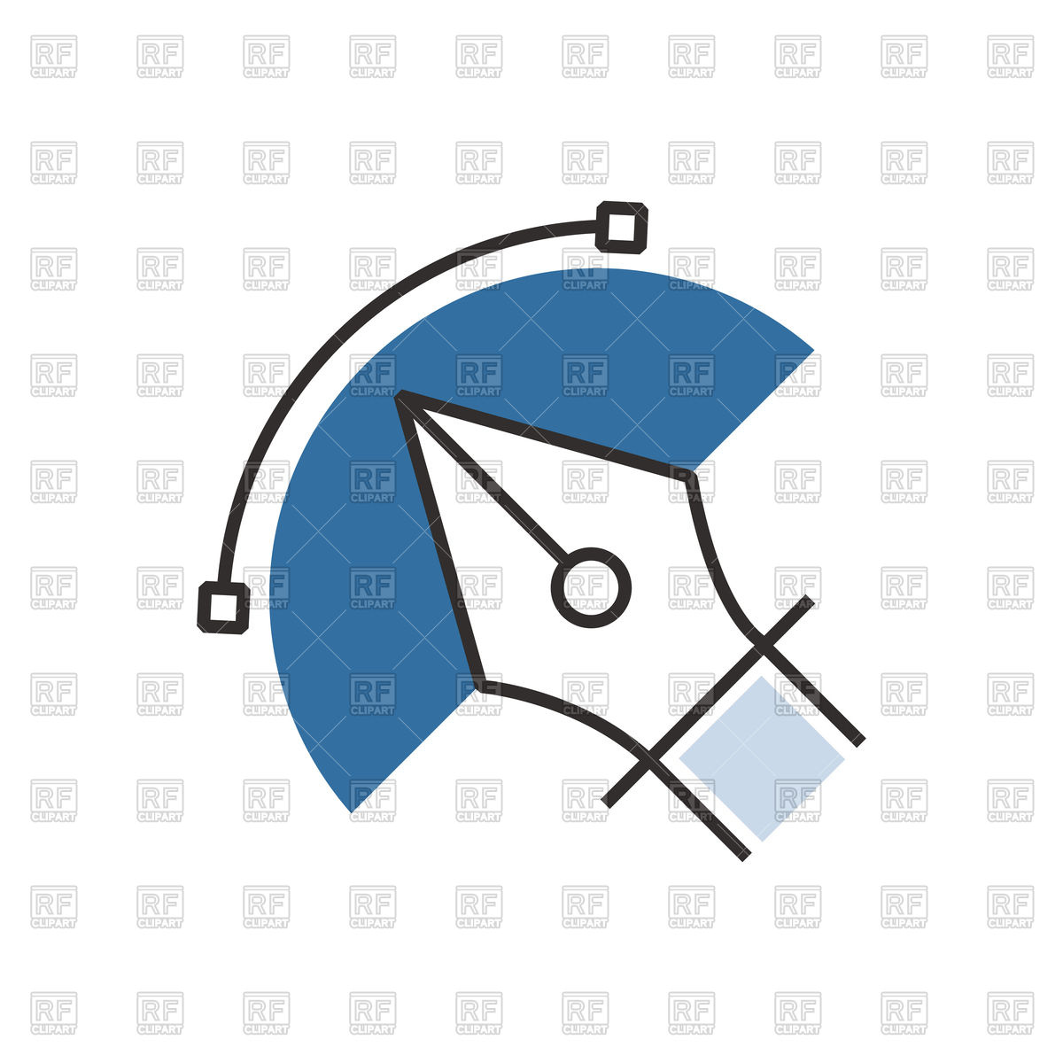 1200x1200 Pen Tool Icon With Blue Semicircle