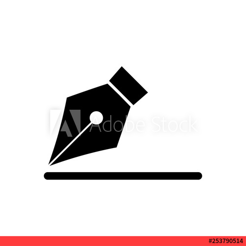 500x500 Pen Tool Vector Icon, Nib Symbol Simple, Flat Design For Web