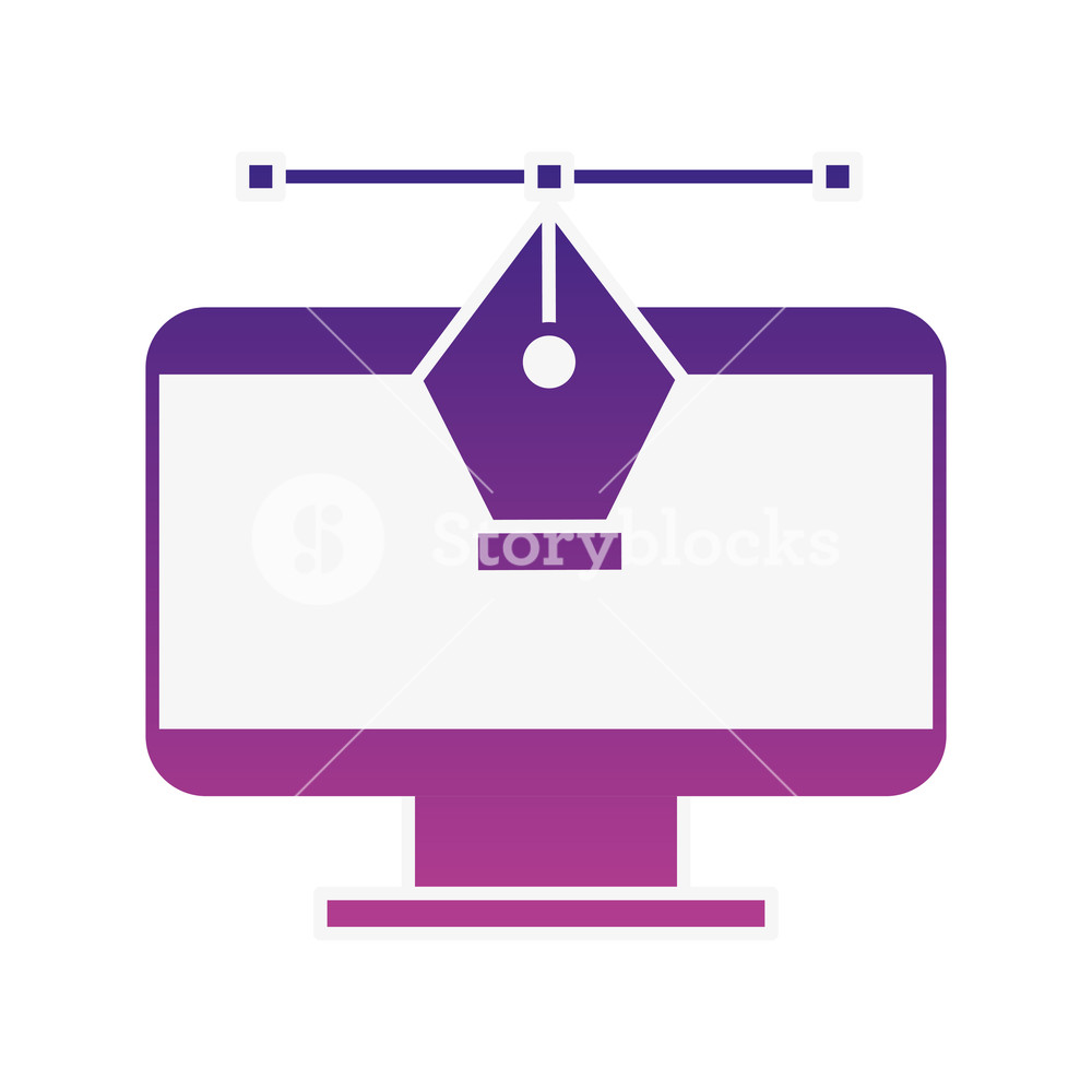 1000x1000 Graphic Design Computer Fountain Pen Tool Vector Illustration Neon