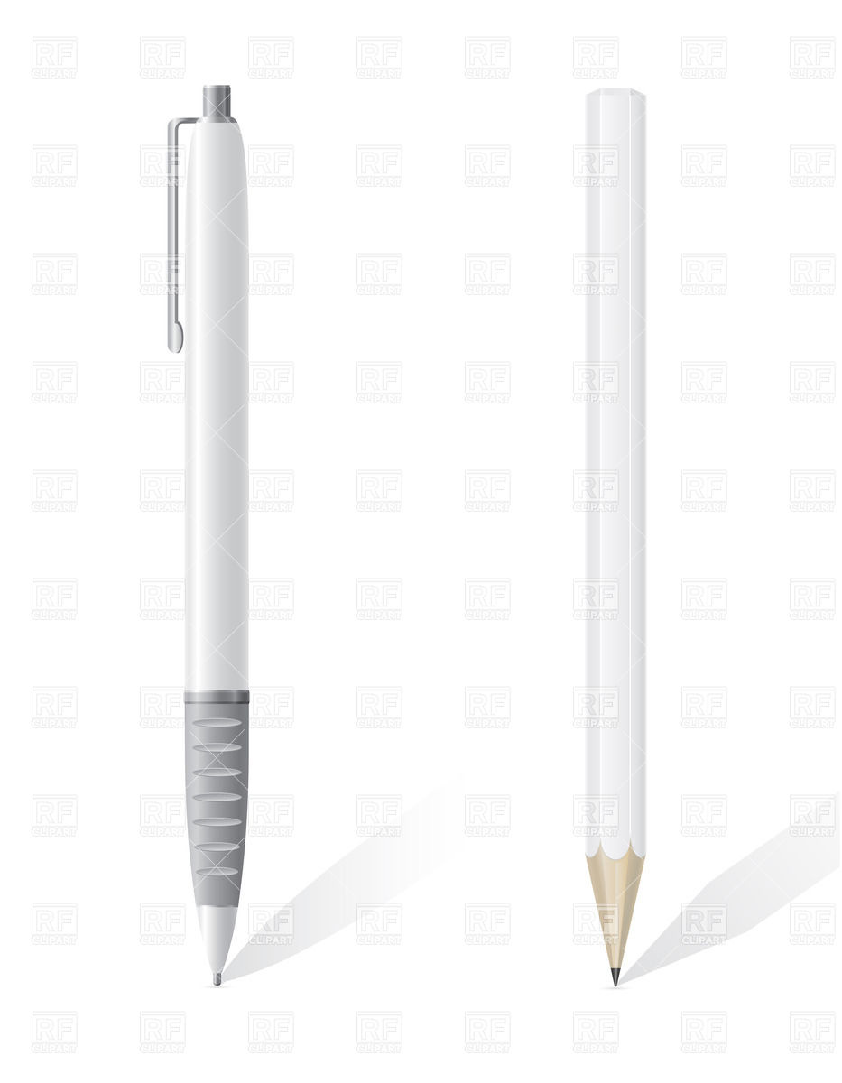 White Blank Pencil And Mechanical Pen Vector Image Of Objects 933x1200 White Blank Pencil And Mechanical Pen Vector Image Of Objects