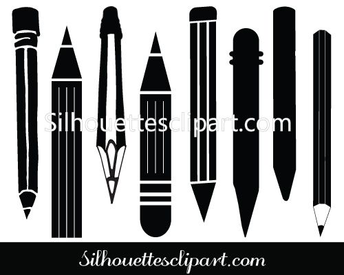 500x400 Pencil Silhouette Clip Art Pack Download Pencil Vectors Study