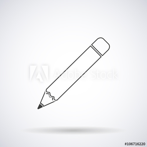 500x500 Pencil Silhouette Icon With Shadow On A White Background, Vector