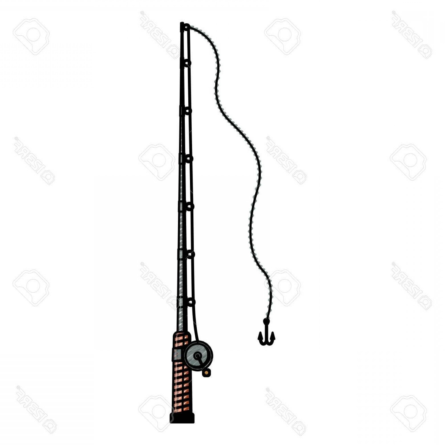 1560x1560 Photostock Vector Colored Pencil Silhouette Of Fishing Rod
