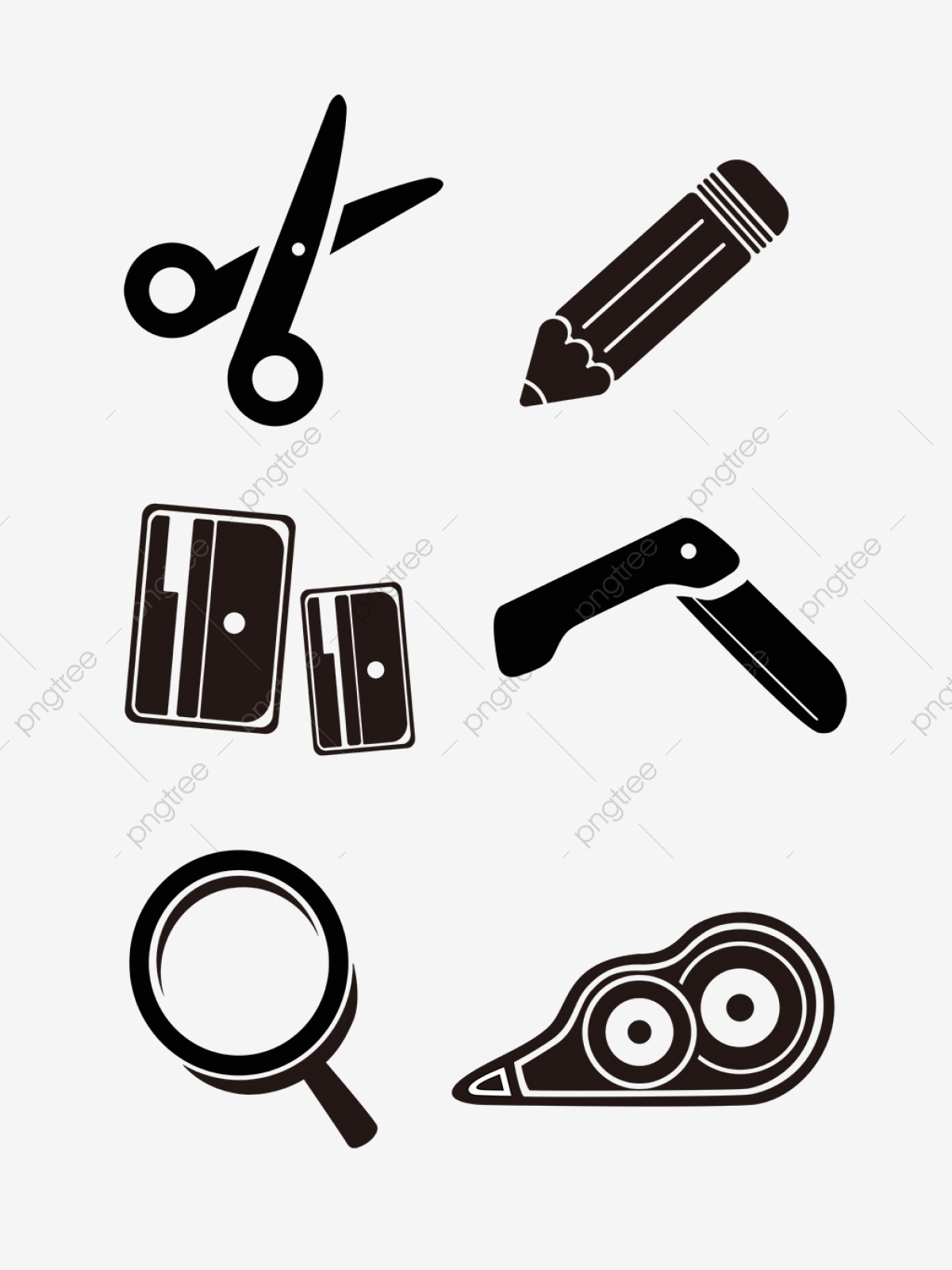 1200x1601 Stationery Silhouette Icon Scissors Pencil Sharpener Magnifying