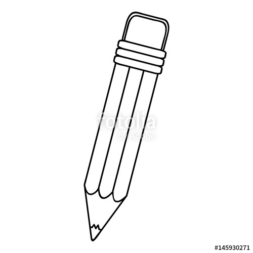 500x500 Monochrome Silhouette Of Little School Pencil With Eraser Vector