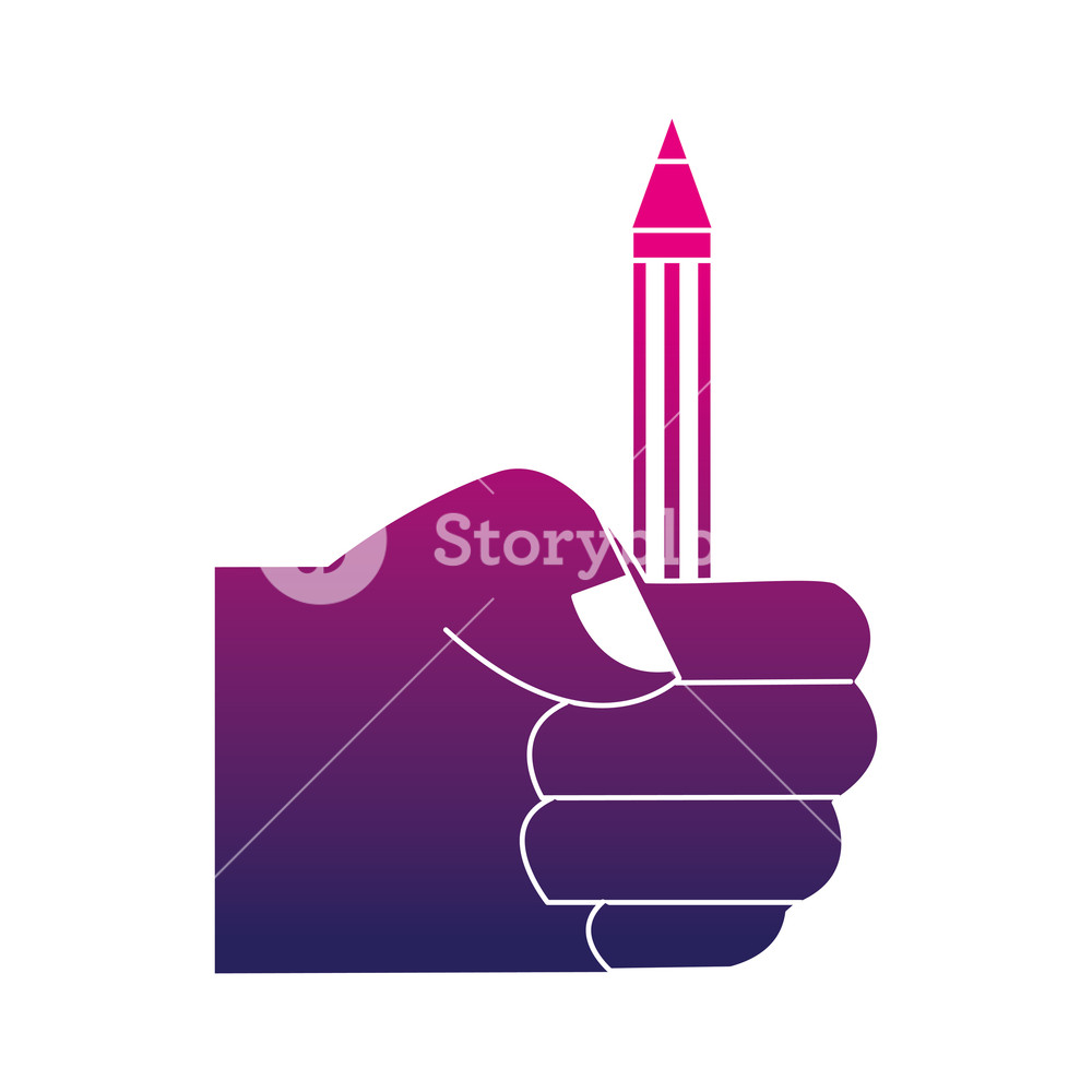 1000x1000 Silhouette Hand With Pencil School Utensil To Study Vector