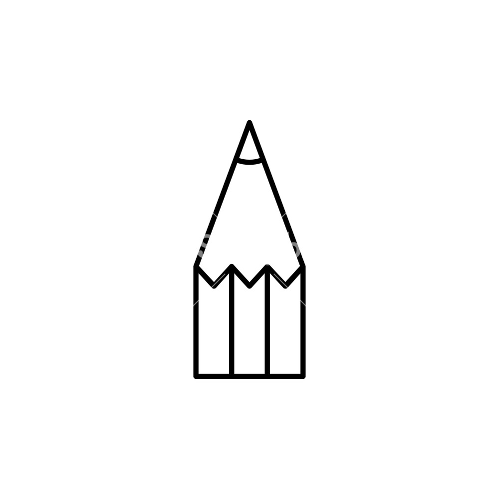 1000x1000 White Background With Monochrome Silhouette Of Pencil Tip Vector