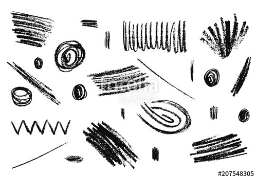 500x350 Hand Drawn Grunge Pencil Texture Set Of Vector Charcoal Elements