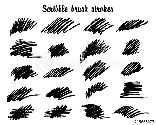 500x402 Scribble Brush Strokes Set Hand Drawn Pencil Texture Element