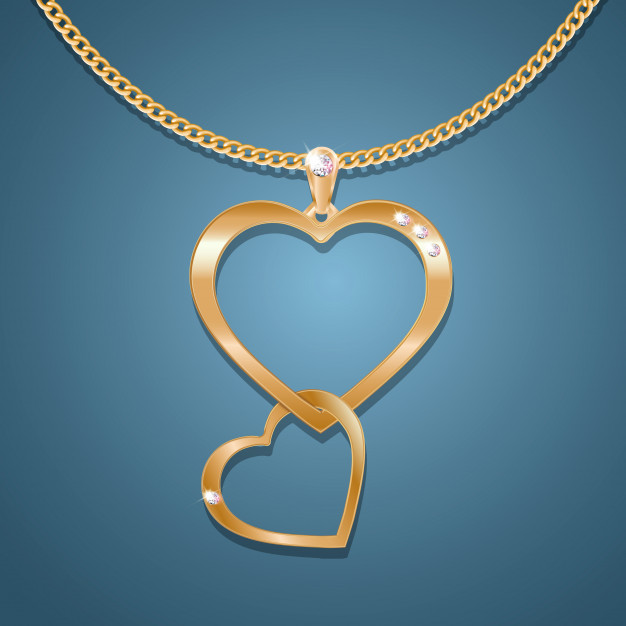 Necklace With A Two Heart Pendant On A Gold Chain Vector Premium 626x626 Necklace With A Two Heart Pendant On A Gold Chain Vector Premium