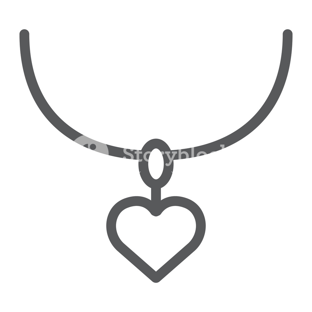 Necklace With Heart Line Icon, Jewelry And Accessory, Pendant Sign 1000x1000 Necklace With Heart Line Icon, Jewelry And Accessory, Pendant Sign