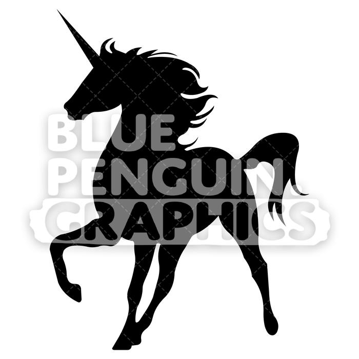 700x700 Walking Unicorn From Left Side Silhouettes Vector Cartoon Clipart