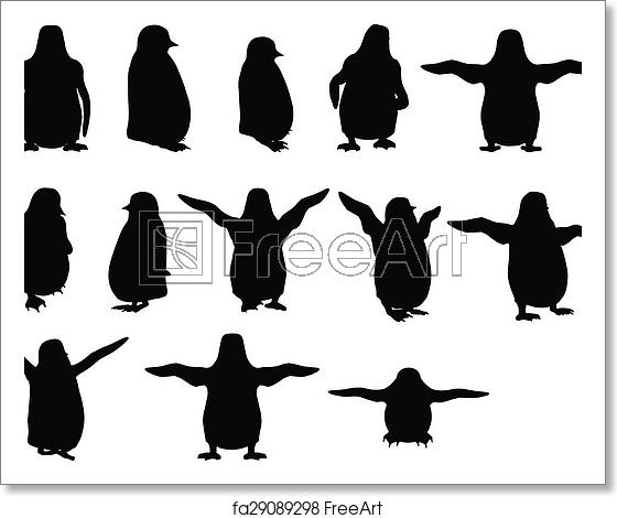 560x470 Free Art Print Of Baby Animal Penguin Silhouette Vector Image