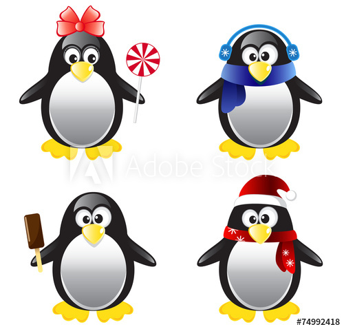 500x478 Penguin Vector Illustration Set