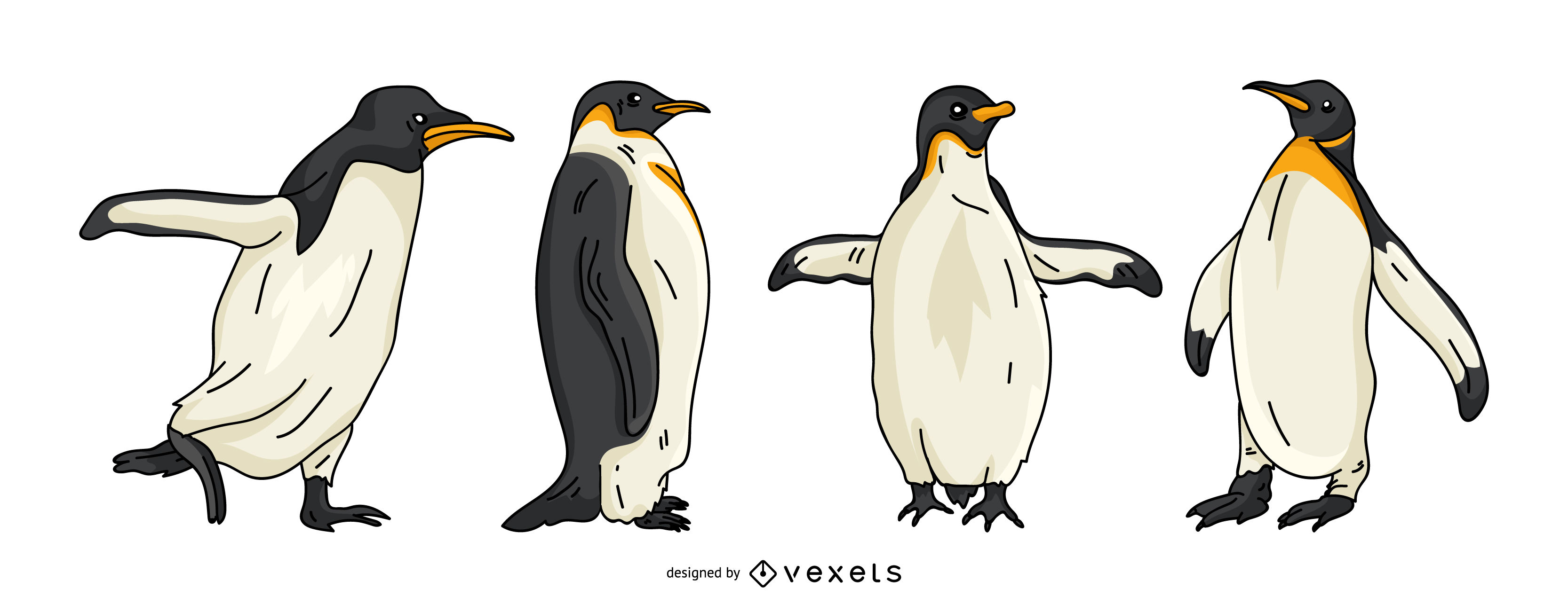 3333x1302 Penguin Vector Set