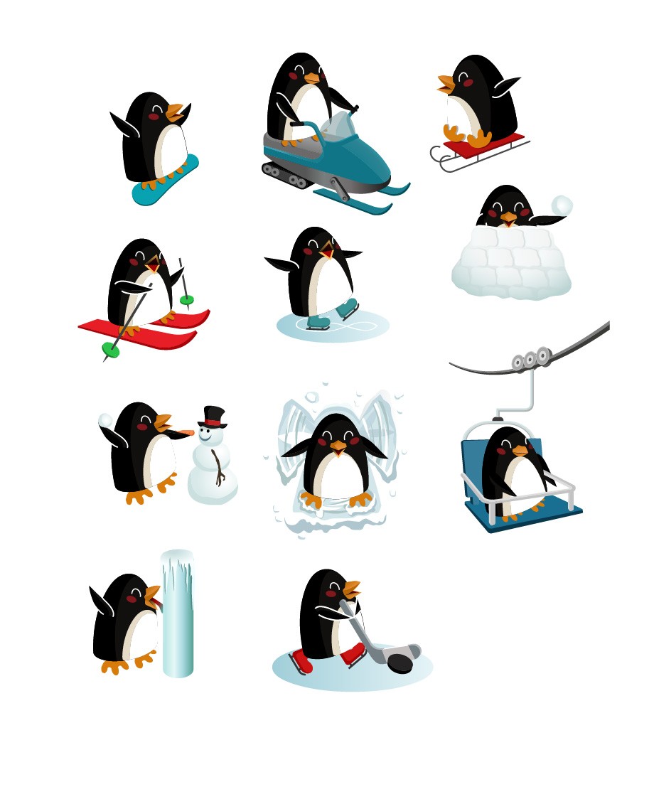 920x1131 Winter Penguins Vector Pack
