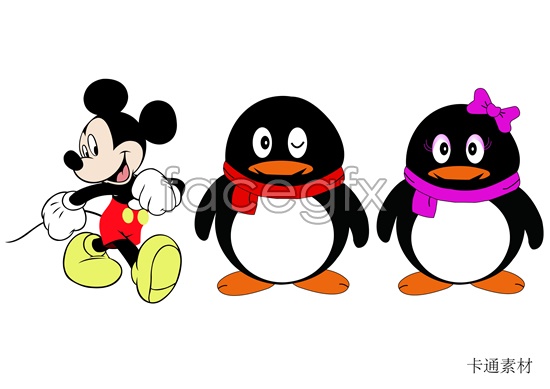 550x389 Mickey Mouse And The Penguin Vector For Free Download Free Vector
