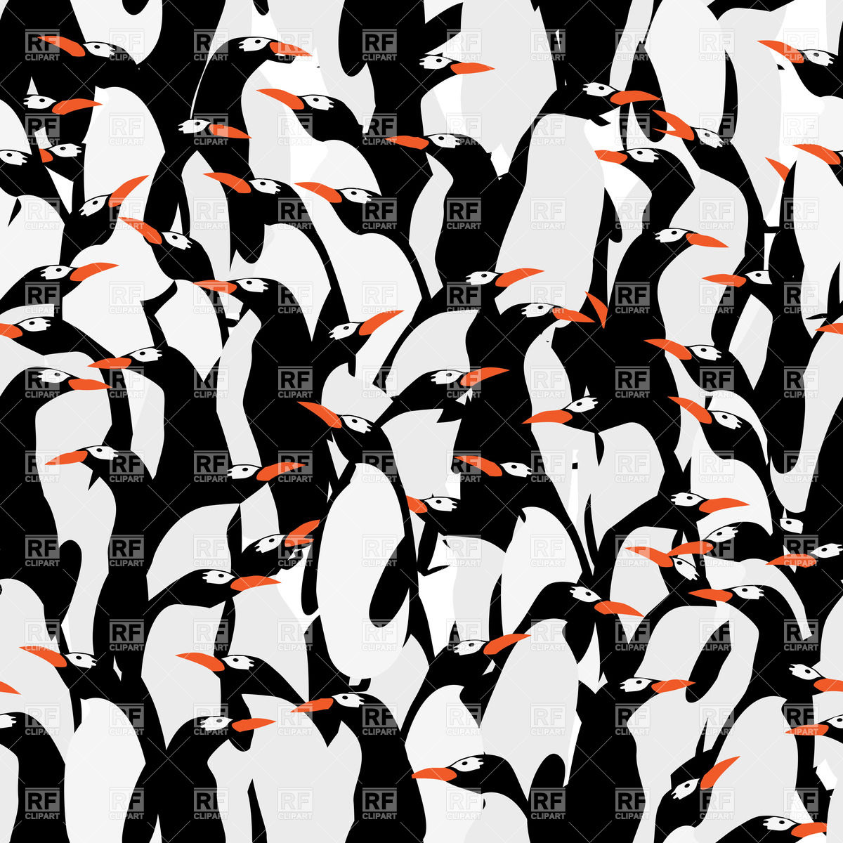 1200x1200 Seamless Pattern With Little Cute Penguins Vector Image