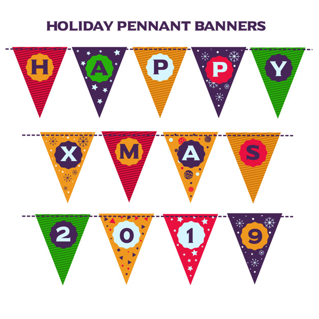 Set Of Holiday Pennant Banners Vector Premium Download 626x626 Set Of Holiday Pennant Banners Vector Premium Download