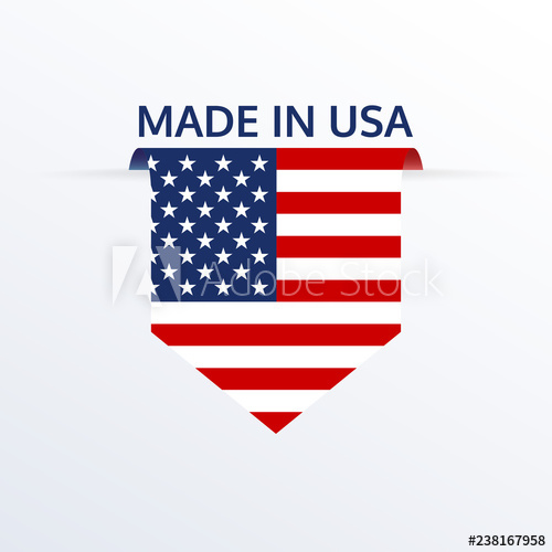 500x500 Made In Usa Icon Or Logo American Flag Ribbon Or Pennant Vector