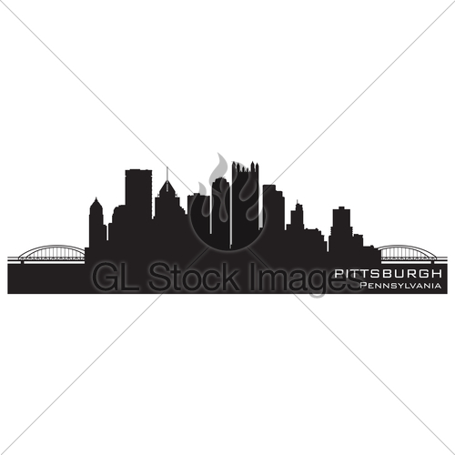 500x500 Pittsburgh, Pennsylvania Skyline Detailed Vector Silhouette Gl
