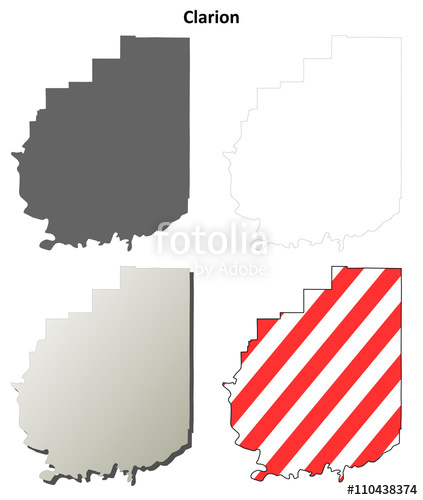 423x500 Clarion County, Pennsylvania Outline Map Set Stock Image