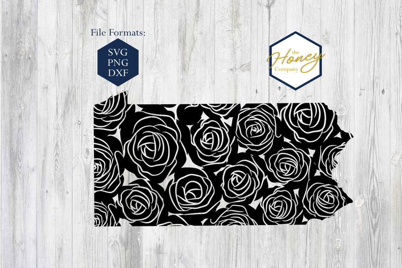 794x529 Pennsylvania Floral Png Dxf State Outline Instant Download Etsy