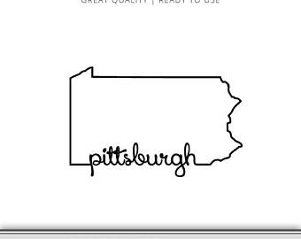 340x270 Pittsburgh Pennsylvania Heart State Outline Etsy