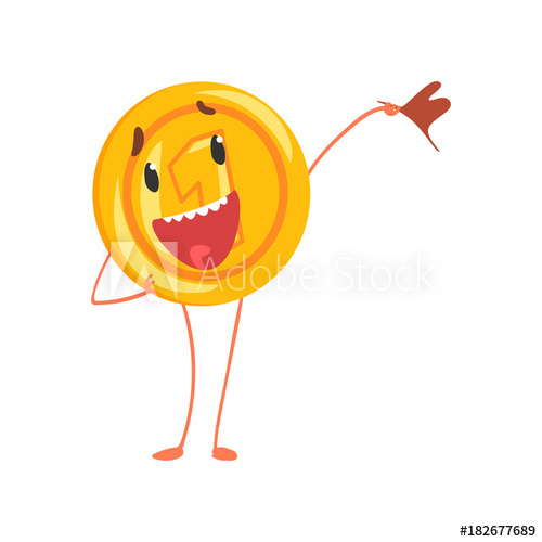 500x500 Friendly One Cent Character Standing With Flag In Hand Shiny Coin