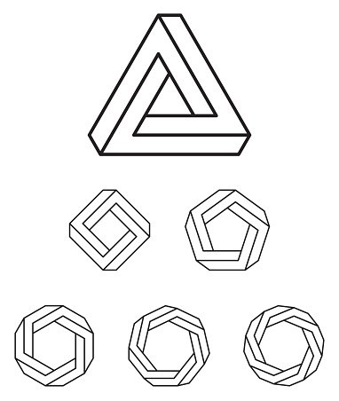 Penrose Triangle And Polygons Outline Stock Vectors 382x452 Penrose Triangle And Polygons Outline Stock Vectors