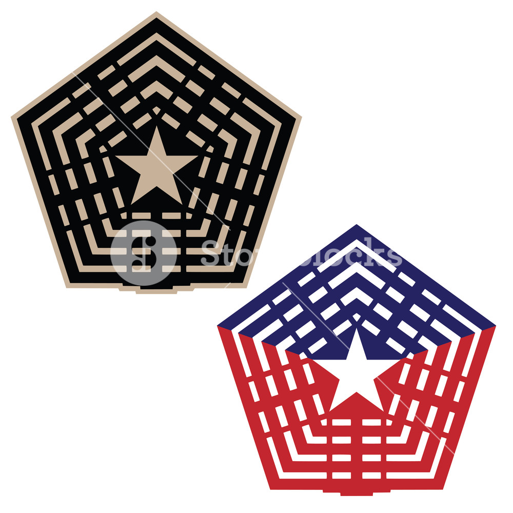 1000x1000 Pentagon Vector Illustration In Black And Tan, And Red White