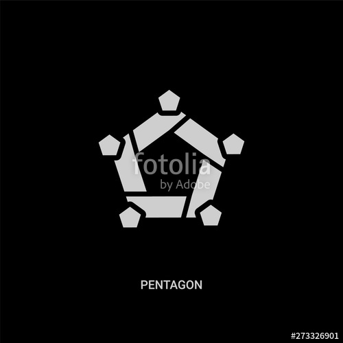 500x500 White Pentagon Vector Icon On Black Background Modern Flat