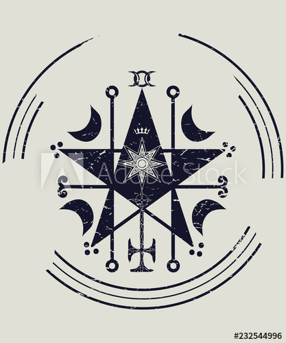 417x500 Ceremonial Magic Sigil With A Satanic Pentagram Vector
