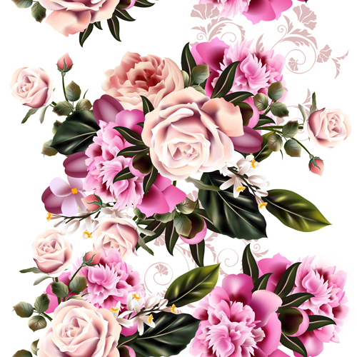 500x500 Realistic Peony Flowers And Roses Vector Free Download