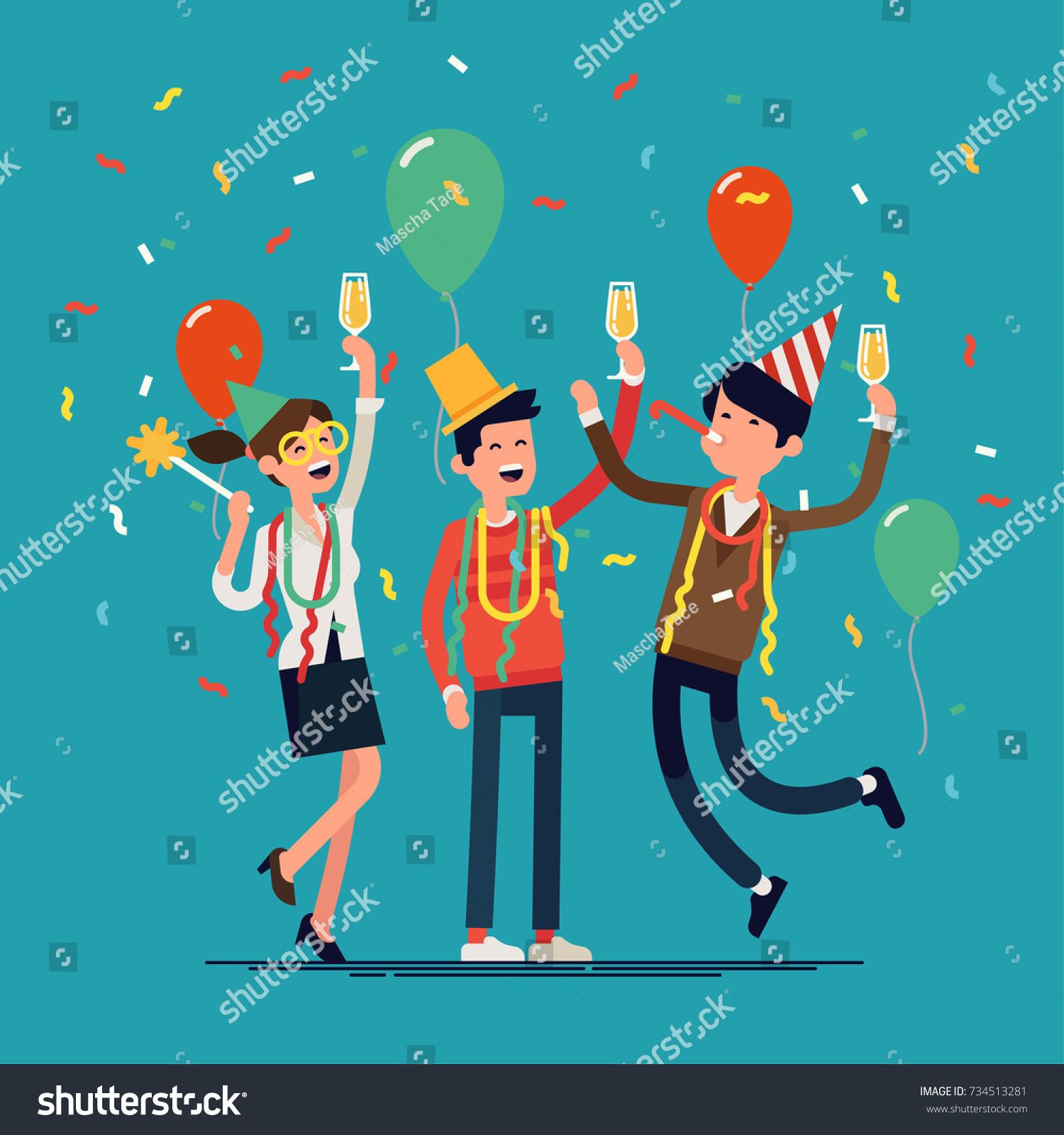1500x1600 People Celebrating Cool Vector Flat Character Design On New Year