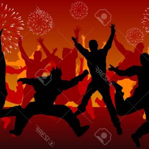 300x300 Photostock Vector Silhouettes People Celebrate The New Year